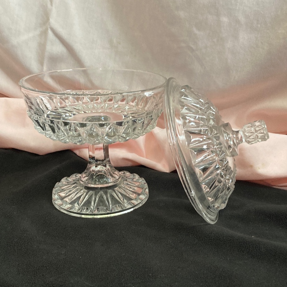 Crystal Glass Pedestal Candy Dish with Lid